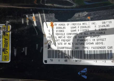 2010 Acura Tl 3.5 from USA, damaged, VIN 19UUA8F59AA025461